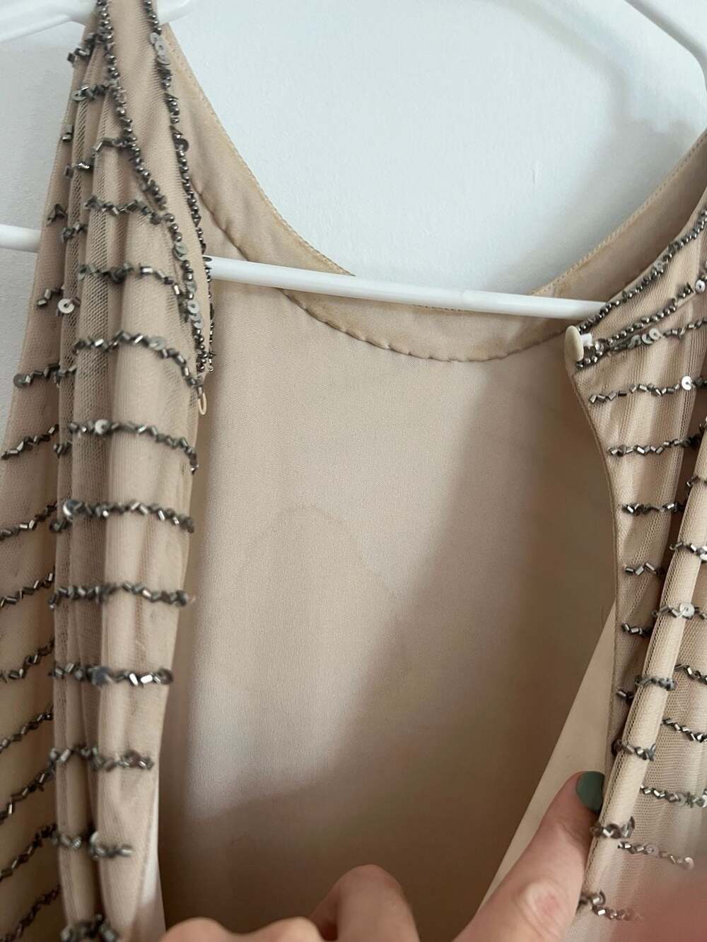 Adrianna Papell Madigan Art Deco Beaded Halter Blouson Gown - Picture 6 of 12